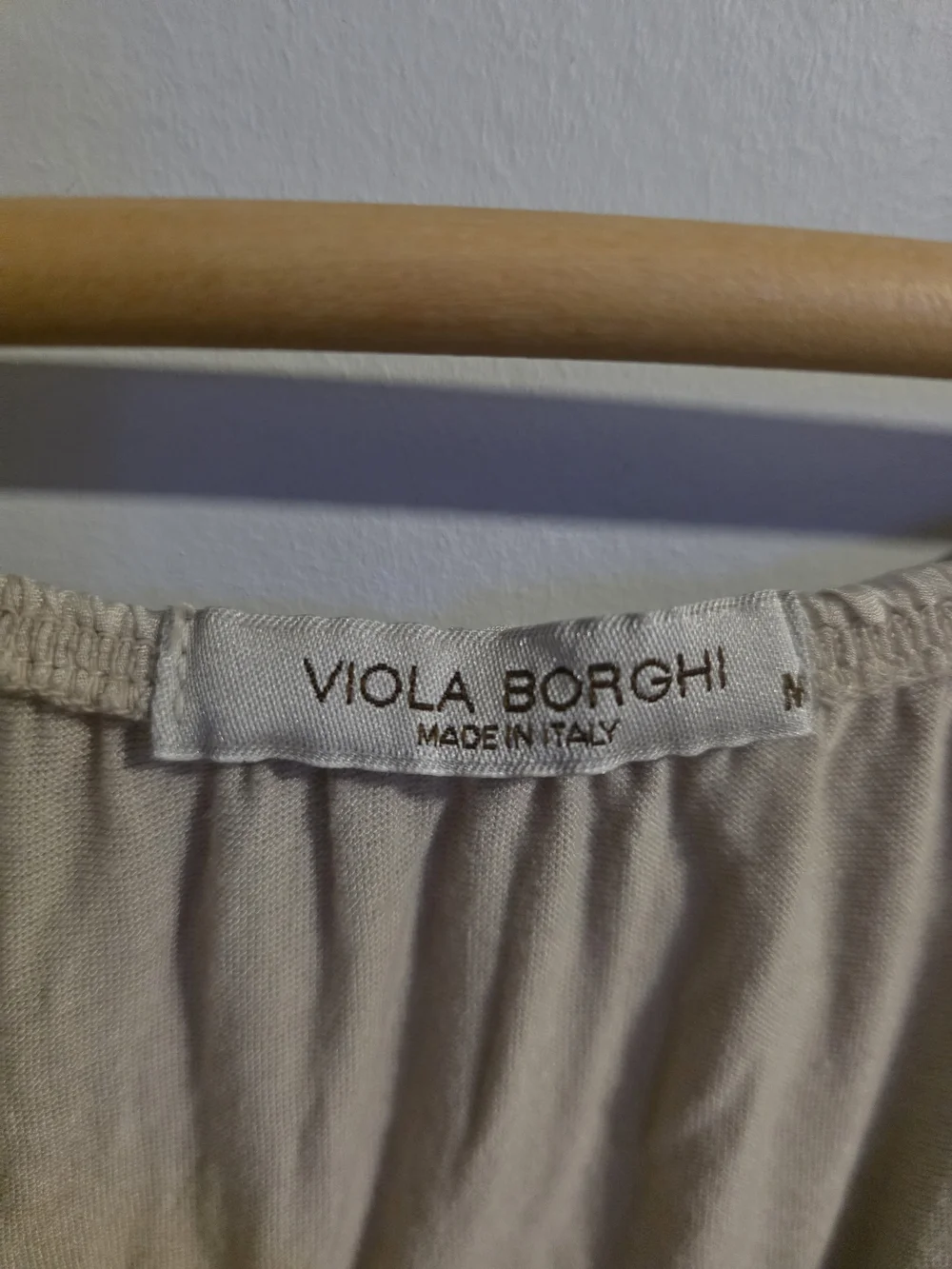 Viola Borghi Silk Blend Embroidered Peasant Blouse Off Shoulder Beige Size M Ita - Picture 6 of 13